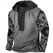 baratos moletons 3d masculinos-Homens Cowboy Moletom Moletons Moletom Manga Longa Moletom com capuz Com Capuz Moda Impressão 3D Férias Para Noite Streetwear Azul Marron Com Cordão Outono Inverno Designer