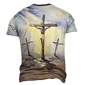  Natale Maglietta da uomo con Bibbia Gesù T Shirt a maniche corte T shirt 3D Stampata Maglietta Collo Rotondo Retro Vintage Casual Stile Stradale Natale Sport All'aperto Festa Bianca Primavera  Estate