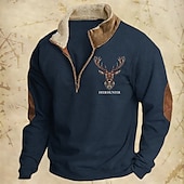 tanie Podstawowe bluzy-Męskie Bluza dresowa Bluza z zamkiem błyskawicznym Czarny Granatowy Khaki Jasnoszary Pół zamek Równina Święta Sport i turystyka Codzienny Święta Moda miejska Nowoczesne Zima Wiosna i jesień Odzież