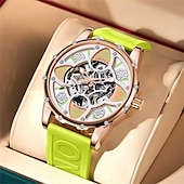 abordables Relojes mecánicos-Reloj de hombre ONOLA lujo moda de alta calidad hueco automático mecánico impermeable reloj de pulsera de silicona