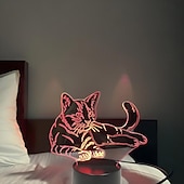 economico Luci notturne 3D-luce notturna a led 3d usb, lampada illusione di gatto che cambia colore a 7 colori, luce notturna con controllo touch, decorazione perfetta e regalo per gli amanti dei gatti