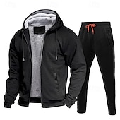 cheap Basic Tracksuits-Men's Tracksuit Sweatsuit Black Red Navy Blue Light Grey Dark Gray Hooded Color Block Drawstring 2 Piece Streetwear Cool Spring Fall Clothing Apparel Hoodies Sweatshirts