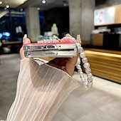 お買い得  サムスン用ケース-電話 ケース 用途 Zフォールド6 Z Fold 5 Z Fold 4 Z Fold 3 バックカバー リストストラップ付き 耐衝撃 レトロ風 PC