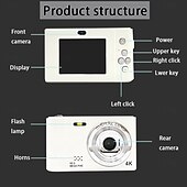 cheap Digital Camera-4K Digital Camera Point and Shoot Photography Travel Selfie Camara 2.4inch Screen Entry-Level Gift Compact Digicam Selfie Mini Retro Cam