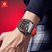 cheap Quartz Watches-OLEVS Men Quartz Watch Fashion Casual Wristwatch Moon phase Luminous Calendar Waterproof Silicone Gel Watch