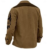 economico giacca camicia da uomo-Per uomo Lupo Cowboy Camicia di velluto a coste Giacca da camicia Sovracamicia Manica lunga Vintage Tribale Esterno Da giorno Autunno inverno Collo ripiegabile Camicie con colletto Bottoni Stampa 3D