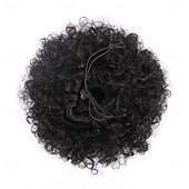 abordables Queue-de-cheval-Extensions de cheveux synthétiques courtes en chignon bouclé crépu avec cordon de serrage pour femmes noires et filles