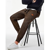 cheap Sweatpants-Men&#039;s Sweatpants Joggers Corduroy Pants Trousers Casual Pants Pocket Drawstring Elastic Waist Plain Comfort Soft Full Length Sports Outdoor Casual Daily Fashion Stylish Black Khaki