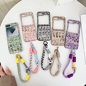 رخيصةأون جراب سامسونج-هاتف غطاء من أجل زد فليب 6 Z Flip 5 Z Flip 4 غطاء خلفي مع حامل مع رباط المعصم ضد الصدمات مكتب  /  الأعمال منسوجات TPU