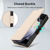 お買い得  サムスン用ケース-電話 ケース 用途 Zフォールド6 Z Fold 5 Z Fold 4 Z Fold 3 バックカバー スタンド付き リストストラップ付き カード挿入口 レトロ風 TPU PUレザー