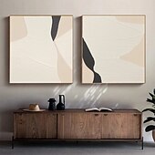 preiswerte Abstrakte Gemälde-Ölgemälde handgemachtes Wabi Sabi Gemälde handgemachte Wandkunst 2er Set beige abstraktes Gemälde auf Leinwand Gemälde ein Paar beige Textur Wandkunst neutrale abstrakte Wandkunst Boho Gemälde