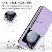 abordables Carcasas Samsung-teléfono Funda Para Z Flip 6 Z Flip 5 Z Flip 4 Z Flip 3 Funda Trasera con Soporte con cordón Ranura para tarjetas Retro TPU Cuero de PU