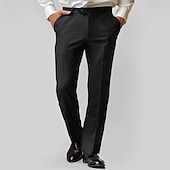 cheap Men&#039;s Elite Pants-Men&#039;s Wool Dress Pants Solid Color Full Length Formal Wedding Party Elegant Fashion Black Micro-elastic