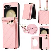 economico Cover Samsung-telefono Custodia Per Capovolgi Z 6 Z Flip 5 Z Flip 4 Z Flip 3 Per retro con cordino Slot per schede Fibbia ad anello Retrò TPU pelle sintetica