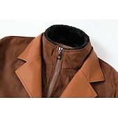 levne Faux semišové bundy-Pánské Rüzgarlık Bunda z umělého semiše Westernová kožená bunda Denní Dovolená Zahřívací Fleece límec Bez fleece podšívky Podzim zima Bez vzoru Módní Šik ven Kapuce Standardní Hnědá Khaki Šedá Saka