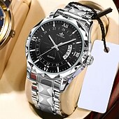 baratos Relógios Quartz-novo relógio masculino moderno de negócios com vidro reforçado com minerais e calendário luminoso com display multifuncional à prova d&#039;água esportivo