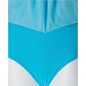 お買い得  フィギュアスケートドレス-フィギュアスケート ドレス 女性用 女の子 アイススケート ドレス ブルー アシンメトリーヘム メッシュ 高弾性 訓練 競技大会 スケートウェア クラシック クリスタル・ラインストーン ノースリーブ アイススケート フィギュアスケート