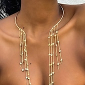 abordables Collier pour femme-Collier ras du cou en cascade d&#039;étoiles dorées pour femme avec élégantes chaînes à franges – bijoux tendance pour les occasions spéciales