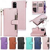 Недорогие Чехлы для Samsung-телефон Кейс для Назначение S21 FE S21 S21 Ультра Плюс A72 S20 Plus S20 Ультра S20 A12 A32 A52 Кейс на заднюю панель со стендом с ремешком на запястье Разъем для карты Ретро ТПУ Кожа PU