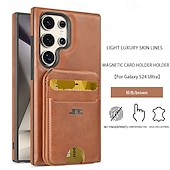 お買い得  サムスン用ケース-電話 ケース 用途 S24 Ultra S24 Plus S24 S23 S23 Ultra S23 Plus バックカバー スタンド付き 磁石バックル カード挿入口 レトロ風 TPU PUレザー