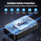 Недорогие USB-концентраторы-200 Вт usb c зарядное устройство блок gan 8-портовый usb c быстрая зарядная станция pps pd 65 Вт ноутбук зарядное устройство адаптер