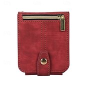 abordables Carcasas Samsung-teléfono Funda Para Z Flip 6 Z Flip 5 Z Flip 4 Z Flip 3 Gire la tapa con Soporte Cremallera con cordón Retro TPU Cuero de PU