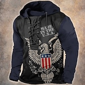 baratos moletons 3d masculinos-Homens Americano / EUA Águia Tosão Moletons Moletom Moletom Manga Longa Moletom com capuz Com Capuz Moda Impressão 3D Férias Esportes Streetwear Preto Com Cordão Outono Inverno Designer
