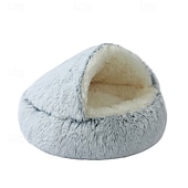 economico Coperte e plaid-Letto di peluche per gatti, ciambella rilassante, letto per cani e gatti, letto rotondo lavabile anti-ansia, soffice letto per coccole per cani, comodo letto con cuscino per cani e gatti per cuccioli di piccola taglia