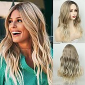 お買い得  古いかつら-人工毛ウィッグ ウェーブ アシメントリー・ヘアカット かつら ロング ブロンド 合成 女性用 ファッショナブル ソフト ナチュラル ブロンド
