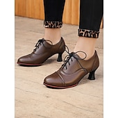 cheap 1950s-Women&#039;s Vintage Oxford Lace-Up Shoes - Retro Style Kitten Heel Brogue Design, Perfect for Office Wear and Classic Outfits
