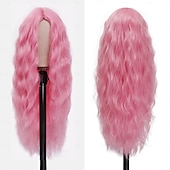 ieftine Peruci Sintetice Trendy-peruci pentru femei peruci lungi ondulate perucă colorată perucă ondulată cu aspect natural partea mijlocie peruci sintetice rezistente la căldură pentru cosplay cadouri de Crăciun petrecere utilizare