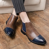 levne Boty Chelsea-pánské dvoubarevné chelsea boots z umělé kůže – stylové nazouvací kotníkové boty s čepicí a elastickými panely pro běžné i formální příležitosti