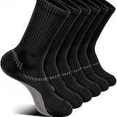 cheap Men&#039;s Socks-Men&#039;s 6 Pack Multi Packs Socks Crew Socks Black White Color Christmas Pattern Sports &amp; Outdoor Daily Vacation Basic Medium Spring Fall Fashion Casual