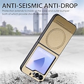 halpa Samsung-kotelot-puhelin Etui Käyttötarkoitus Z Flip 6 Z Flip 5 Z Flip 4 Z Flip 3 Takakuori Magneetti Tukee langatonta latausta Iskunkestävä Retro TPU PC