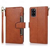 Недорогие Чехлы для Samsung-телефон Кейс для Назначение S21 FE S21 S21 Ультра Плюс A72 S20 Plus S20 Ультра S20 A12 A32 A52 Кейс на заднюю панель со стендом с ремешком на запястье Разъем для карты Ретро ТПУ Кожа PU
