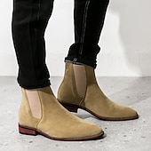 abordables Bottes de Chelsea-bottines chelsea en simili-suède pour homme – bottines décontractées à enfiler avec empiècements latéraux élastiques pour un usage quotidien, style vintage