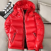 abordables Manteaux &amp; vestes-Homme Veste d&#039;Hiver Doudoune Rembourré Poche Duvet de Canard Blanc Usage quotidien Rendez-vous Vacances Normal Mode Décontractées Confortable Chaud Automne hiver Couleur unie / unie Noir Rouge
