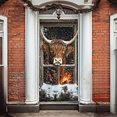 abordables Cubiertas para puertas navideñas-Adornos navideños para puertas, cubiertas para puertas, gorros navideños, tapices para puertas, cortinas para puertas, decoración de fondo para interiores y exteriores, pancarta para puerta de