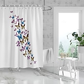 cheap Shower Curtains-Shower Curtain with Hooks 180cm*180cm(70&quot;*70&quot;) Polyester Washable Waterproof Pattern Bathroom Bathtub Decor Vintage Butterfly