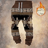 cheap Sweatpants-Men&#039;s Tribal Cowboy Fleece Sweatpants Drawstring Elastic Waist Vintage Casual Outdoor Home Dailywear Pocket Thermal Winter 3D Print Black Navy Blue Brown