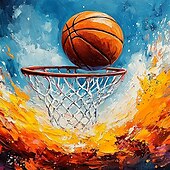 ieftine Picturi Abstracte-Pictură în ulei originală de sport de baschet realizată manual pe pânză artă de perete abstractă jucător de baschet pentru decorarea casei cu cadru întins/fără pictură cu cadru interior