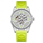 abordables Relojes mecánicos-Reloj de hombre ONOLA lujo moda de alta calidad hueco automático mecánico impermeable reloj de pulsera de silicona