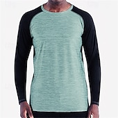 cheap Running Tee &amp; Tank Tops-Men's Color Block Running T-Shirt Spring Fall Long Sleeve Casual Athleisure Quick Dry Breathable Gym Workout Running Walking Jogging Red Dark Navy Sage Sportswear Activewear