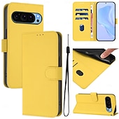 זול תיק טלפון אחר-טלפון מגן עבור Pixel 9 Pro Pixel 9 Pro XL Pixel 8 Pro Pixel 8 פיקסל 9 Pixel 7 Pixel 7 Pro Pixel 6 Pixel 6 Pro כיסוי הפוך עם מעמד עם רצועת יד חריץ לכרטיס רטרו TPU עור PU