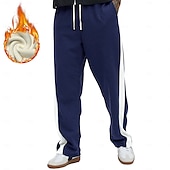 baratos Calças Desportivas-Homens Corredor Calças de moletom de lã Cintura elástica com cordão Dia a Dia Bolsos Calças de perna reta Térmica Inverno Impressão 3D Preto Vinho Azul