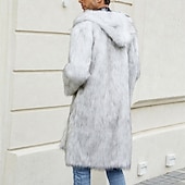 billiga Herrjackor och -rockar-Herr Vinterjacka Fleece-jacka Fuskpälskappa Dagligen Semester Håller värmen Håller värmen Fleece Höst vinter Leopardtryck Mode Streetwear Huva Lång Svart Vit Gul Jacka