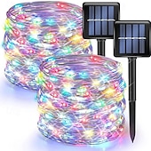 cheap Solar String Lights-Elegant Wedding Reception Party 2 Pcs Christmas Outdoor Solar Copper Wire Light String Holiday Wedding New Year Courtyard Fence Steps Atmosphere Decoration Light String