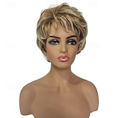 cheap Older Wigs-Pixie Layered Short Blonde Wig Short Curly Hair Wigs for White Women Black