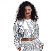 preiswerte Oberteile-1980er HipHop Glänzend Metallisch Bauchfreies Top Sweatshirt Disco Damen Karnevalskostüm Karneval Leistung Party Pride Parade Erwachsene Oberteil