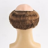 economico Parrucche da festa-Parrucche sintetiche Liscio Con frangia A macchina Parrucca Corto Marrone Capelli sintetici Per uomo Marrone